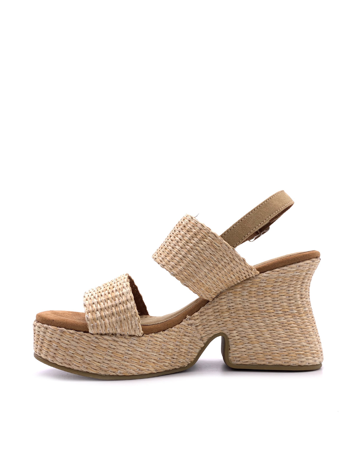 CONNY-Sandali in raffia con cinturino e plateau