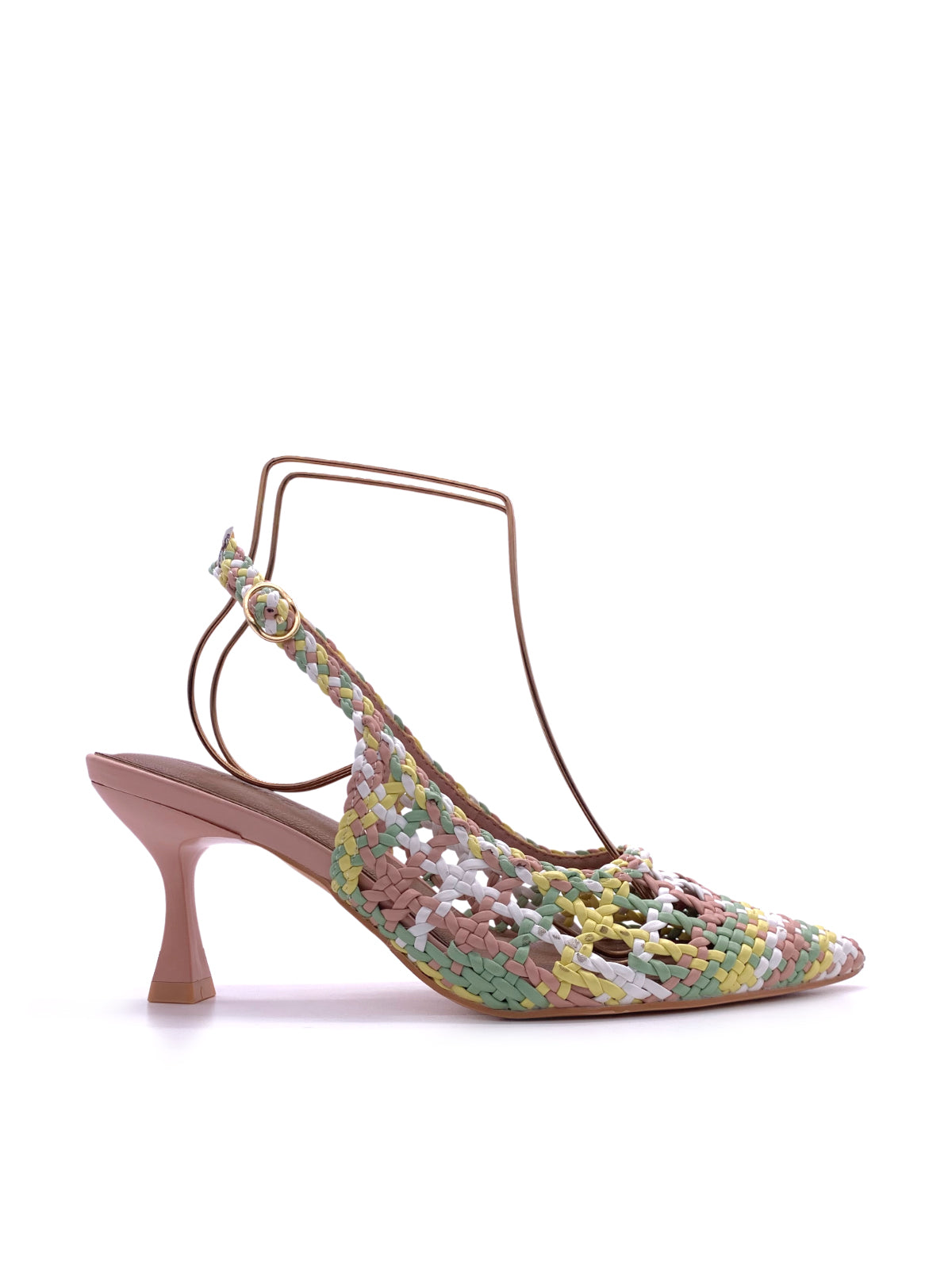 EMINA - Decolletè Slingback in ecopelle intrecciata e tacco a rocchetto