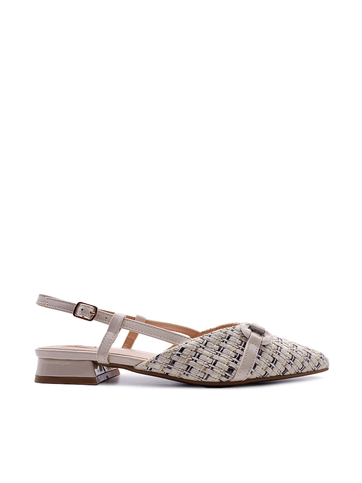 IOLANDA - Ballerine Slingback in rafia intrecciata  con morsetto