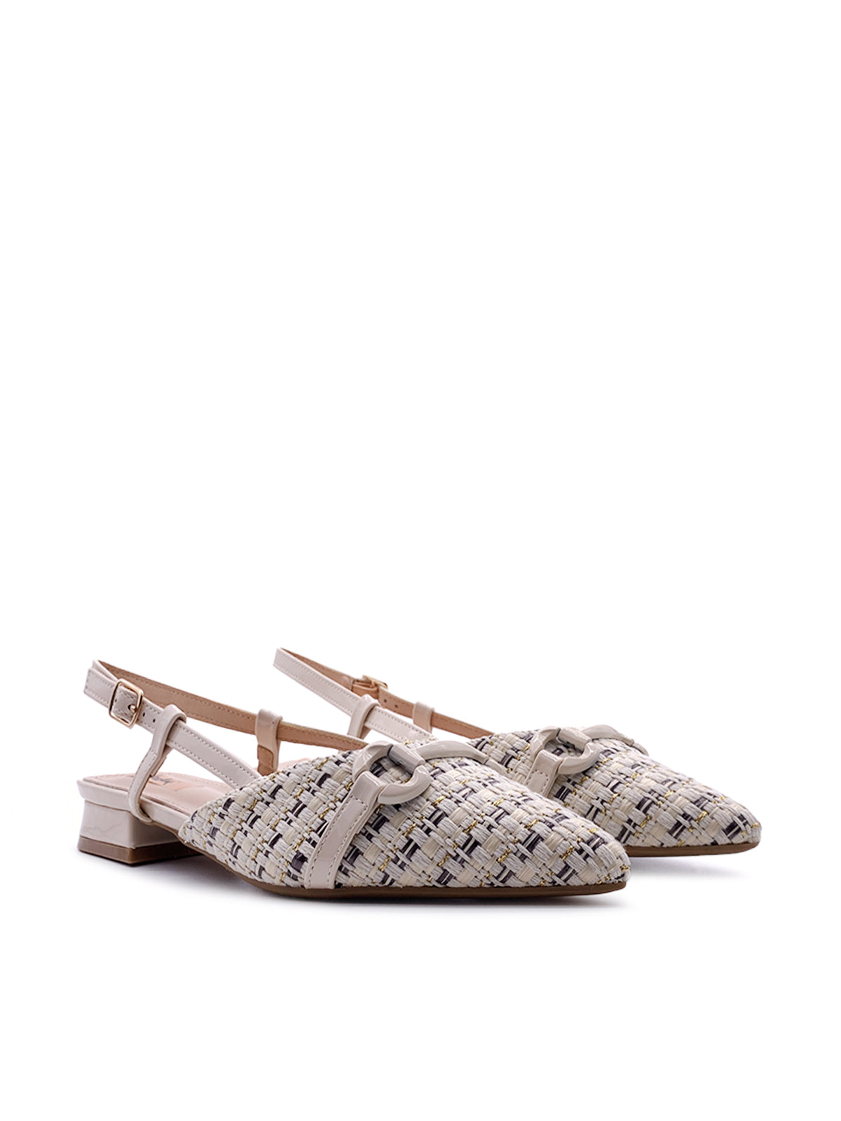 IOLANDA - Ballerine Slingback in rafia intrecciata  con morsetto