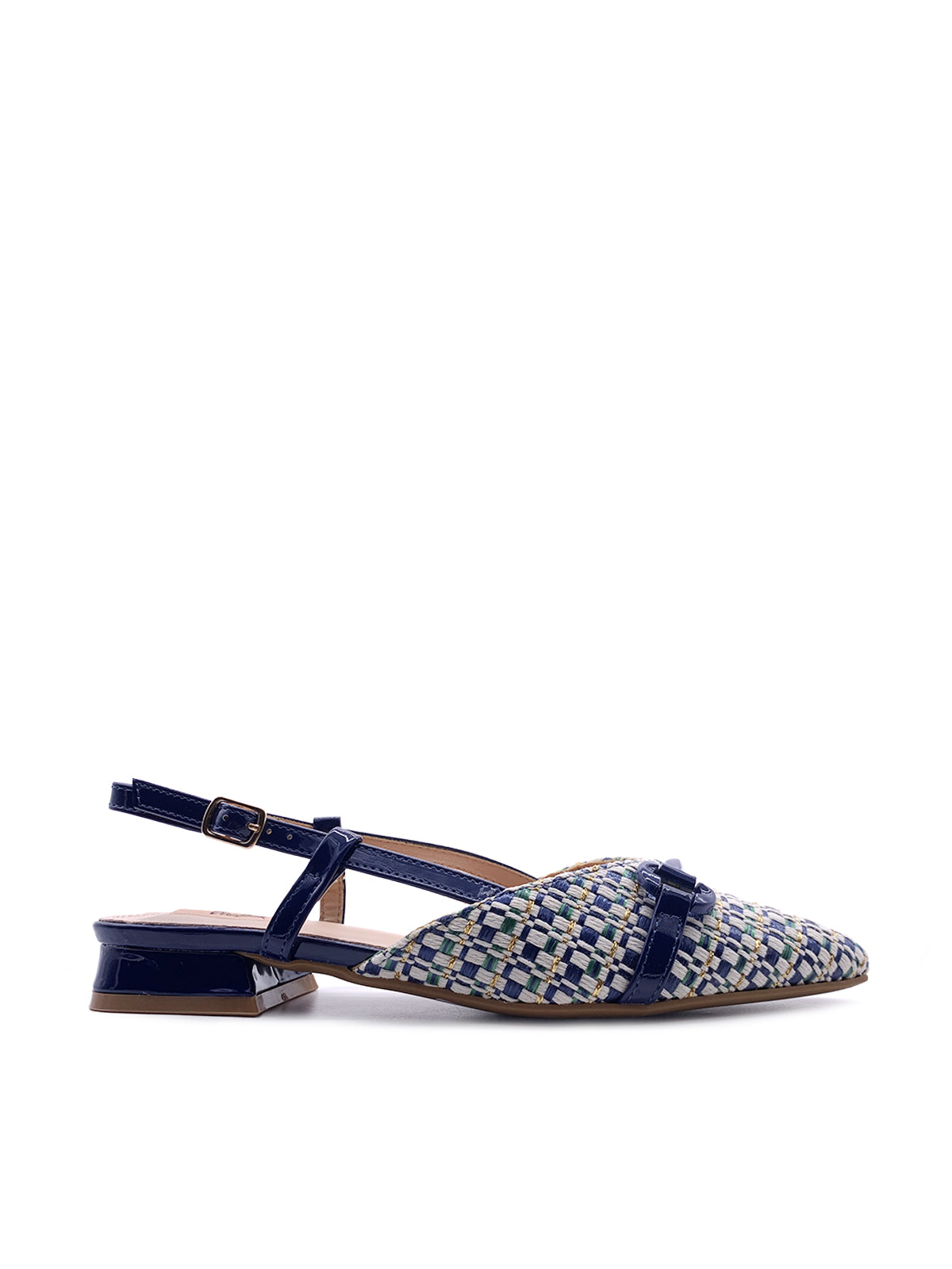 IOLANDA - Ballerine Slingback in rafia intrecciata  con morsetto