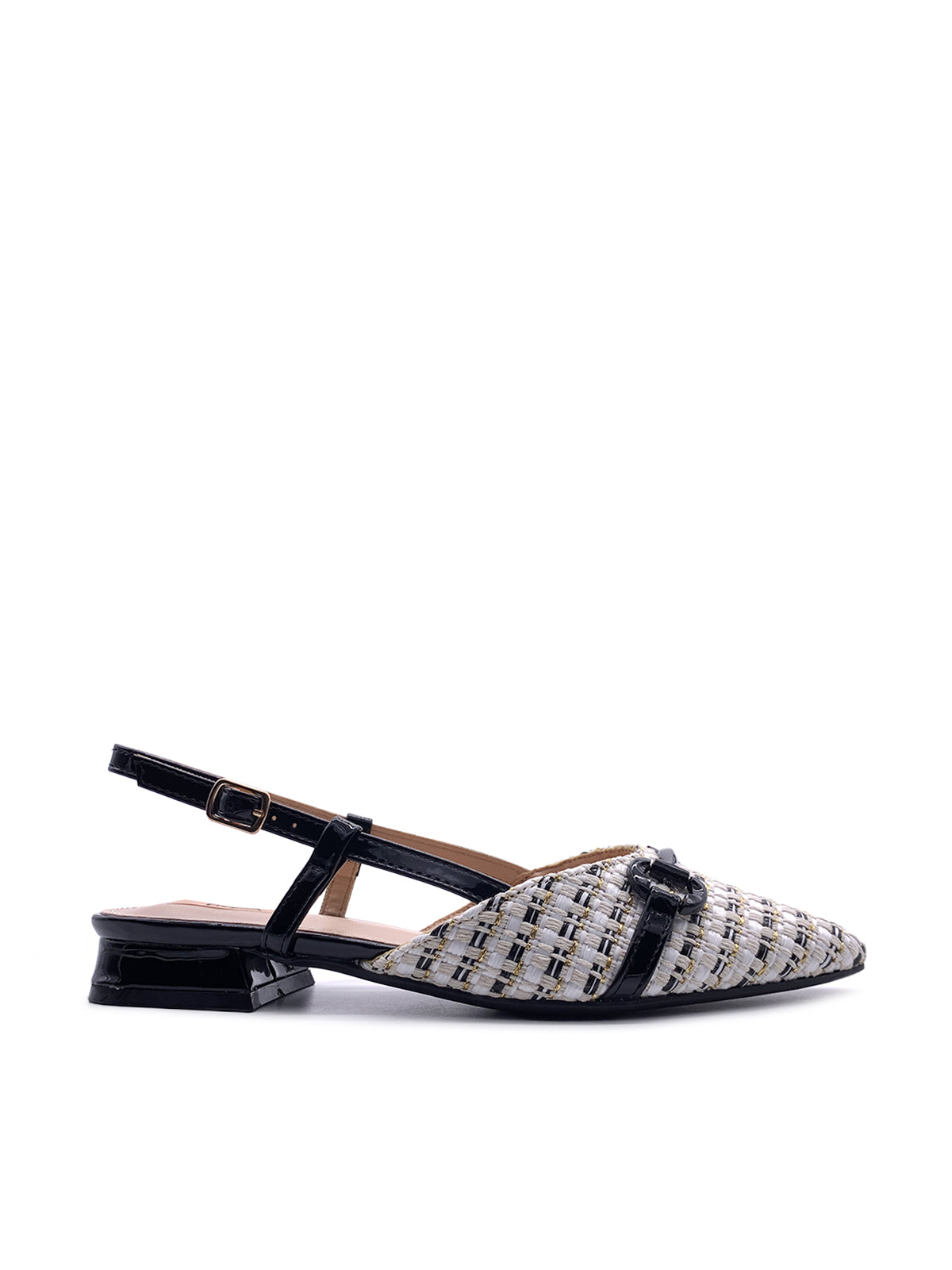 IOLANDA - Ballerine Slingback in rafia intrecciata  con morsetto