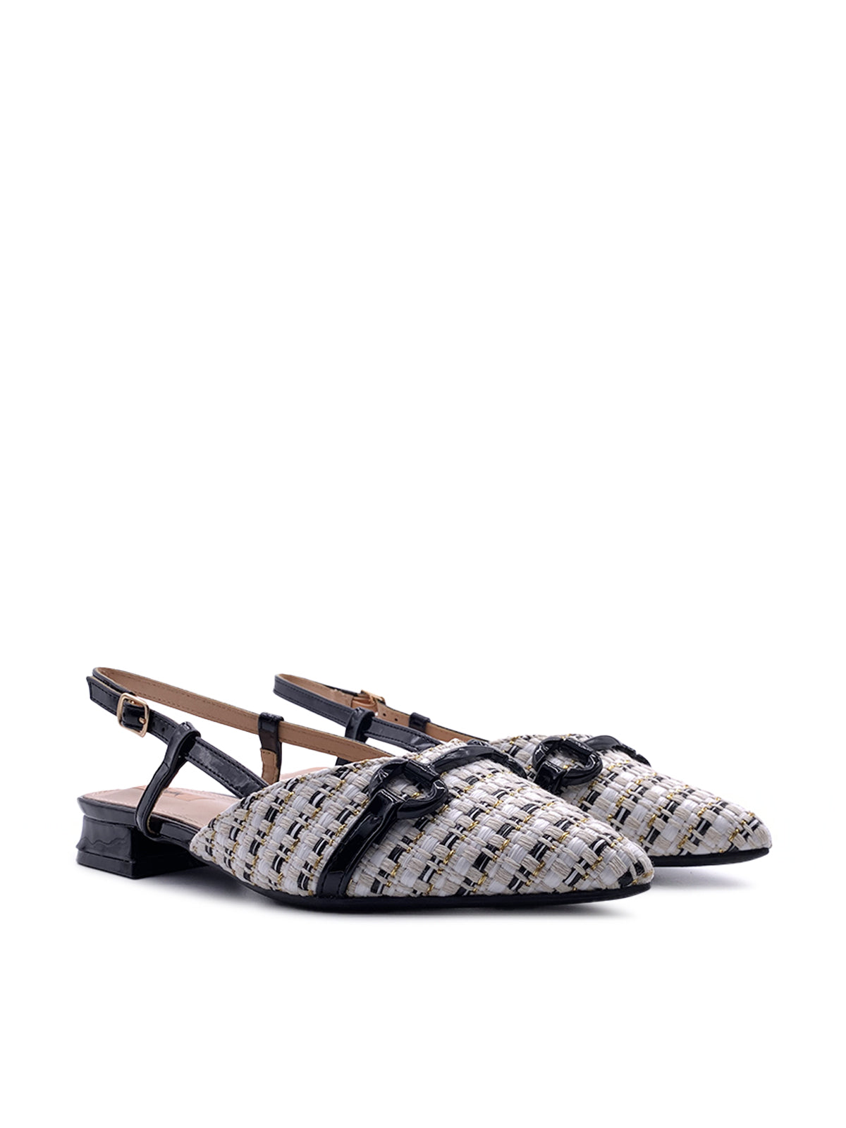 IOLANDA - Ballerine Slingback in rafia intrecciata  con morsetto