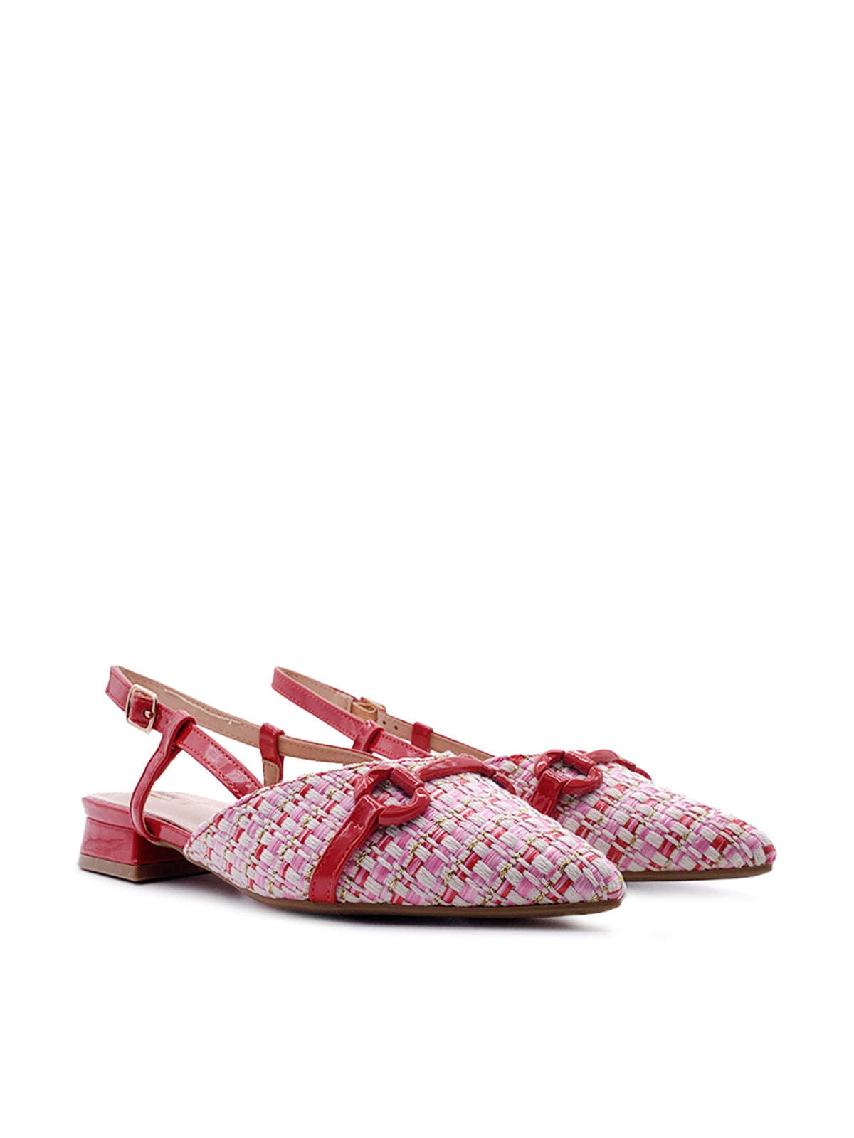 IOLANDA - Ballerine Slingback in rafia intrecciata  con morsetto