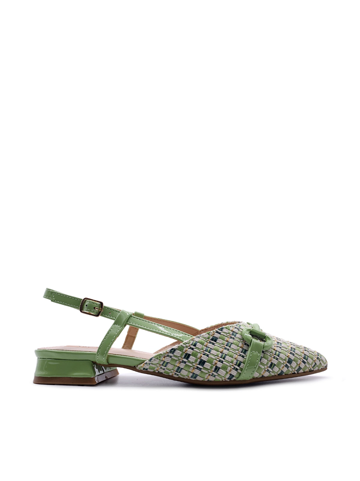 IOLANDA - Ballerine Slingback in rafia intrecciata  con morsetto