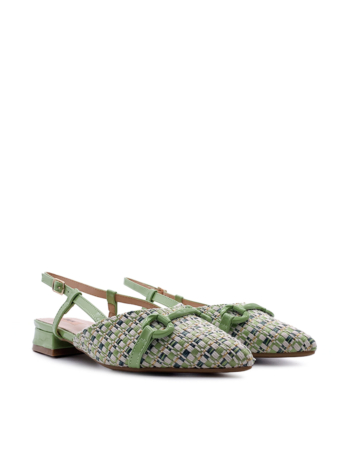 IOLANDA - Ballerine Slingback in rafia intrecciata  con morsetto