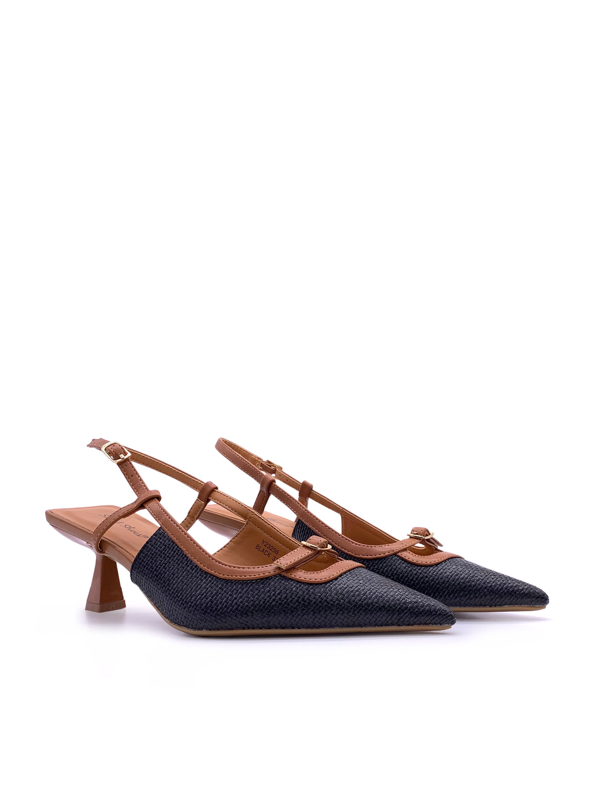 KIRA - Decolletè Slingback in rafia con cinturino