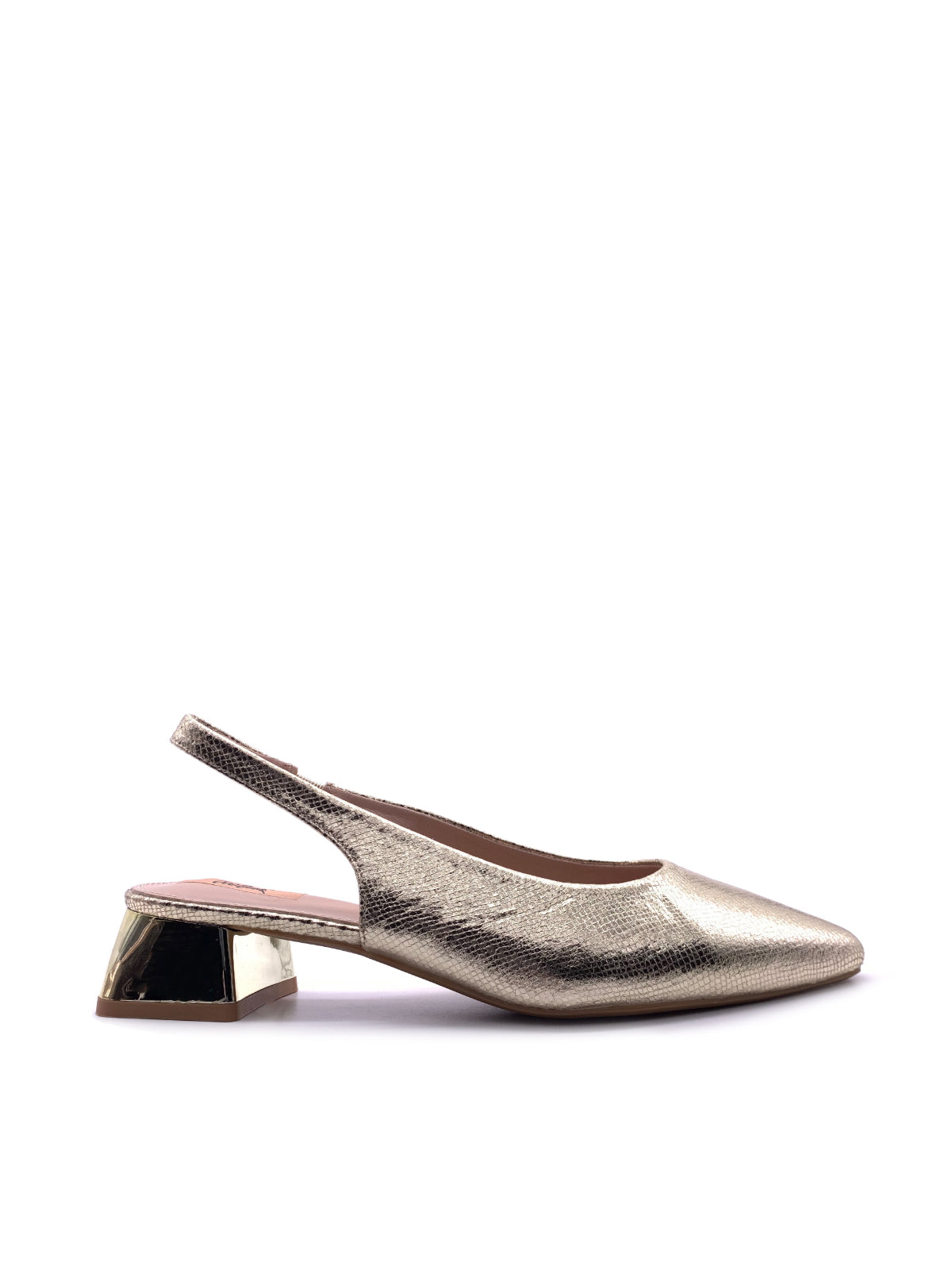 MAGGIE - Decolletè Slingback laminato con elastico e tacco basso