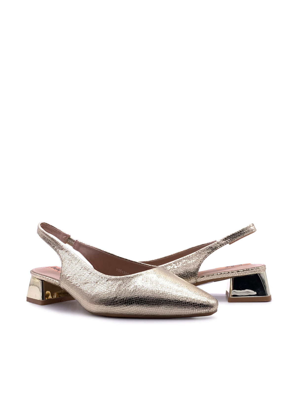 MAGGIE - Decolletè Slingback laminato con elastico e tacco basso