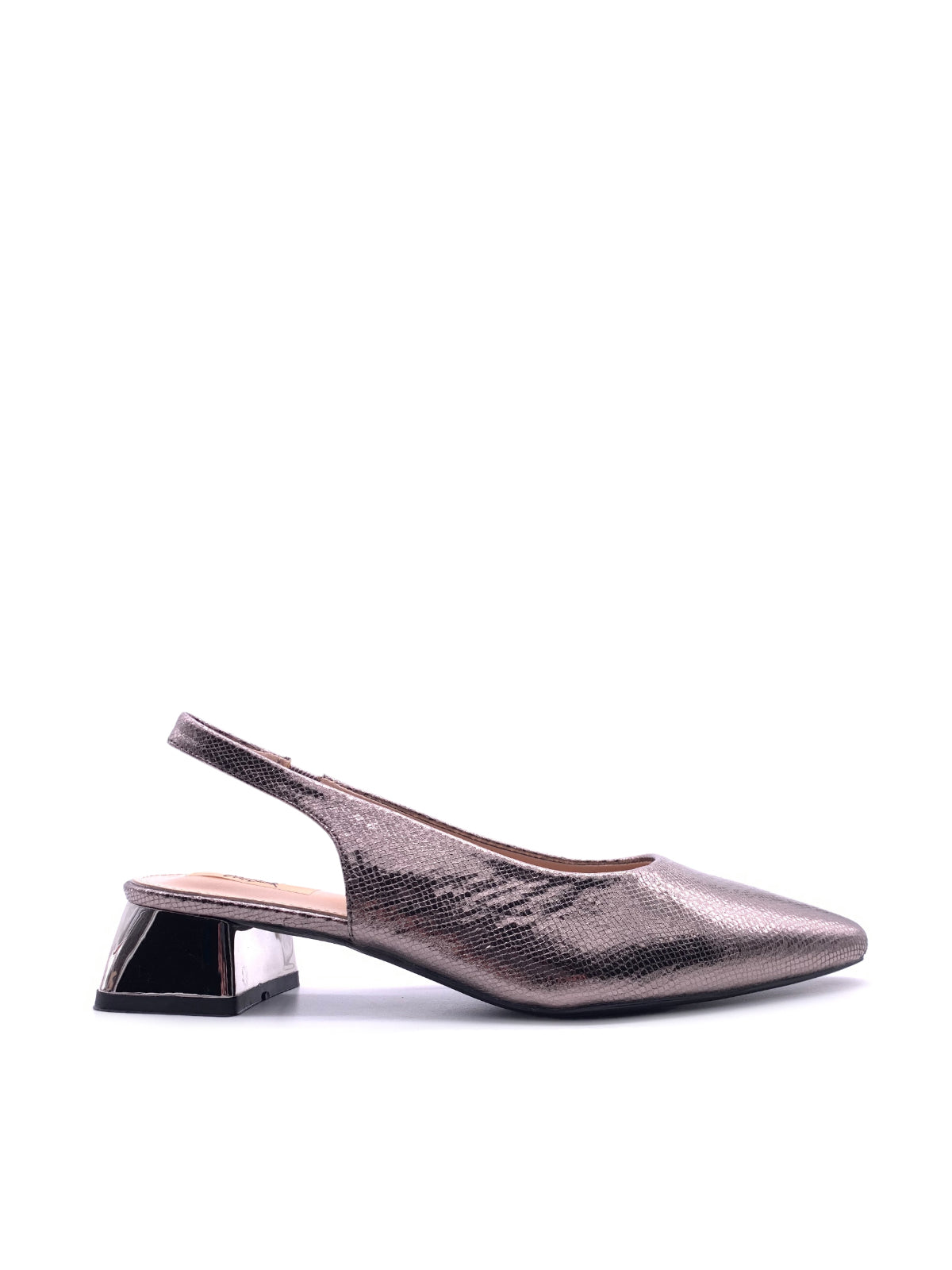 MAGGIE - Decolletè Slingback laminato con elastico e tacco basso