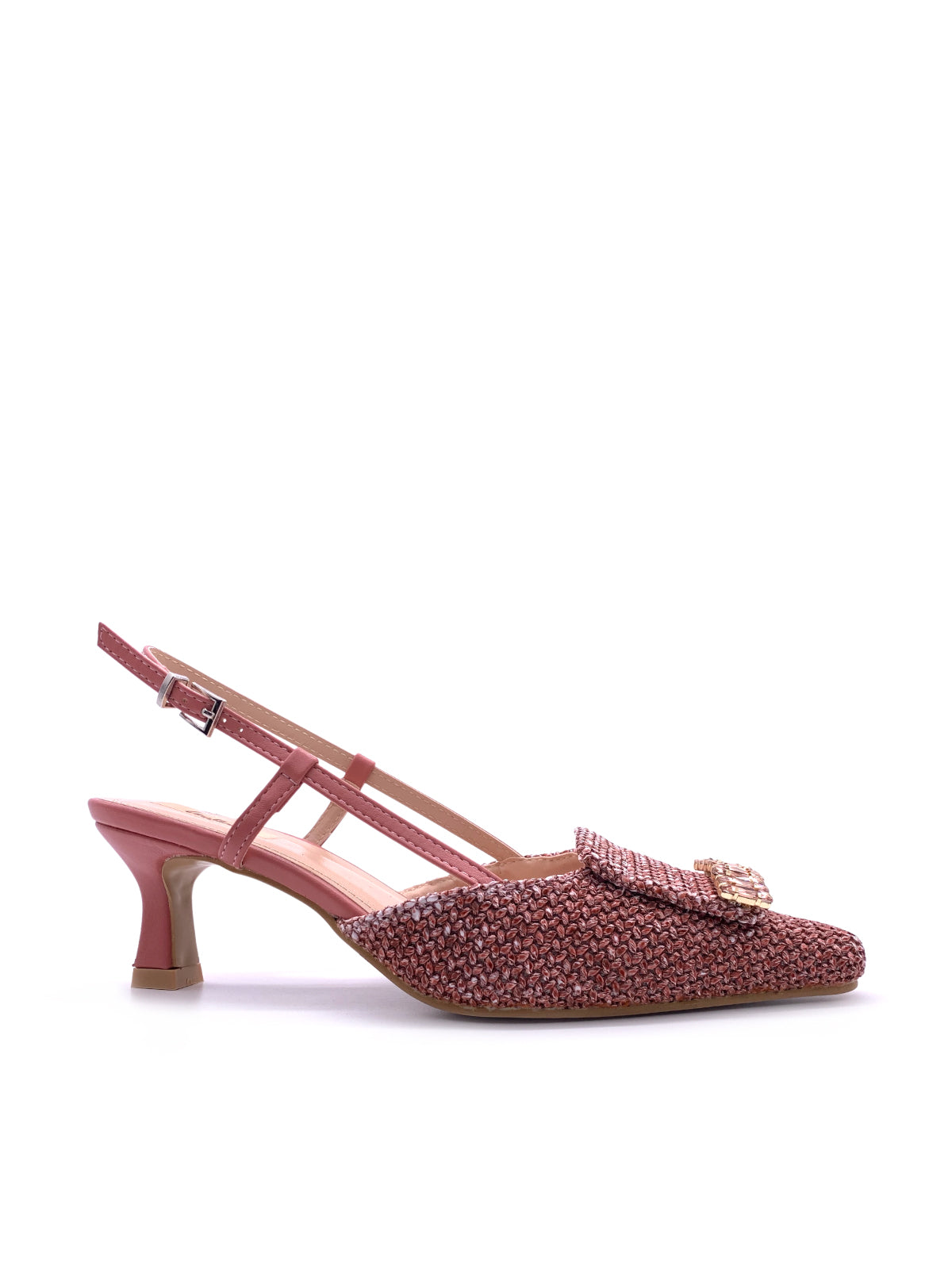 MELINA - Decolletè Slingback in rafia con accessorio in strass