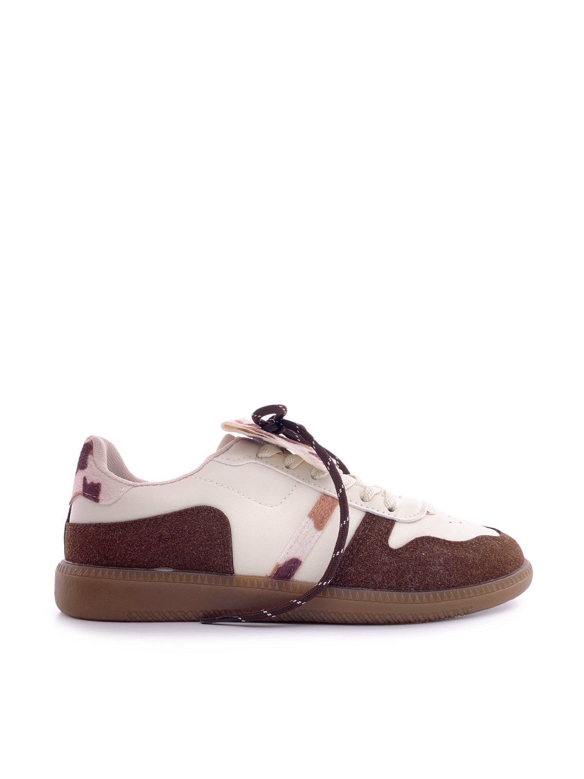 RIYA - Sneakers in camoscio e tessuto animalier con strighe