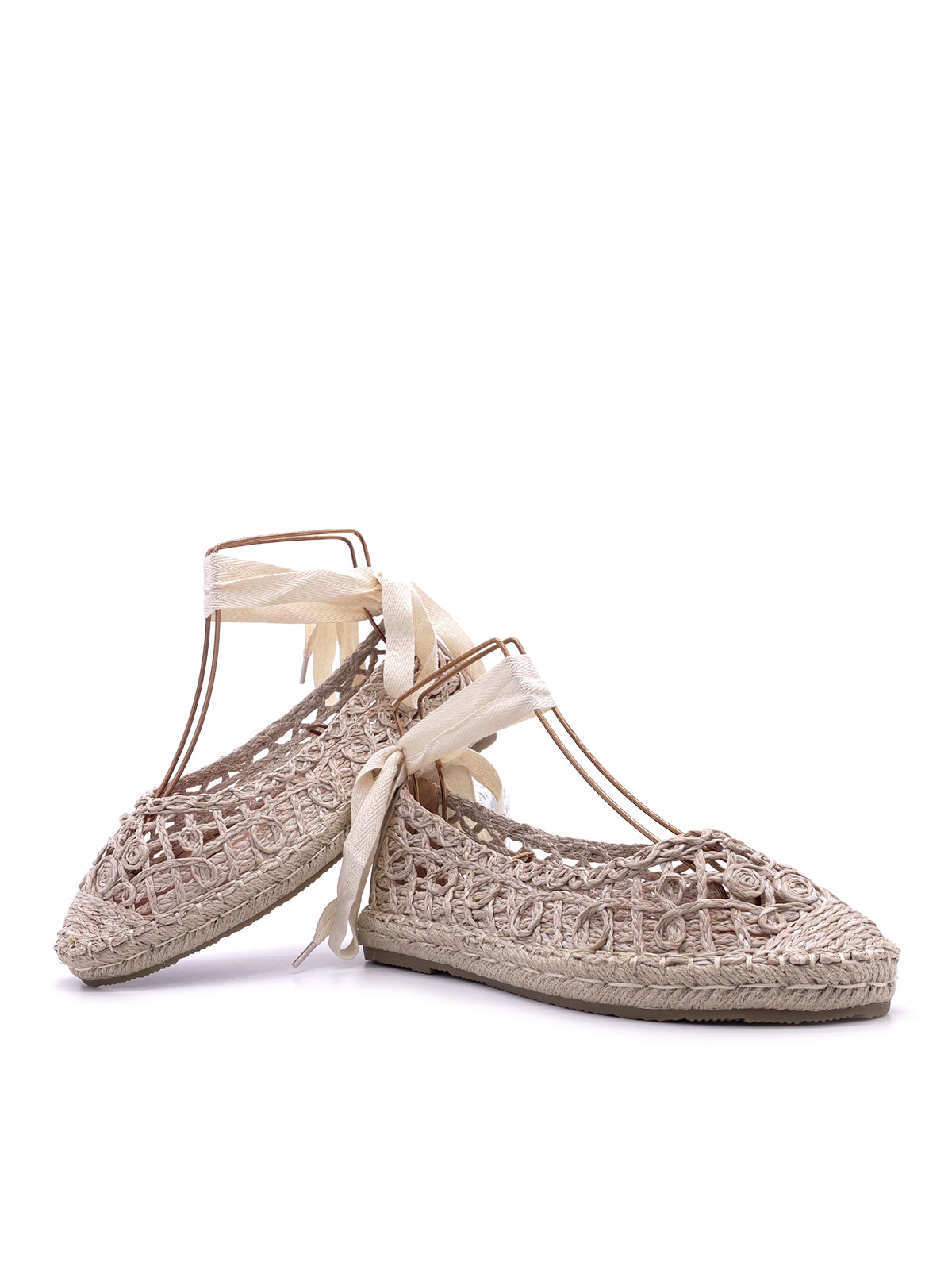 SOLEIL-Espadrillas in rafia con lacci