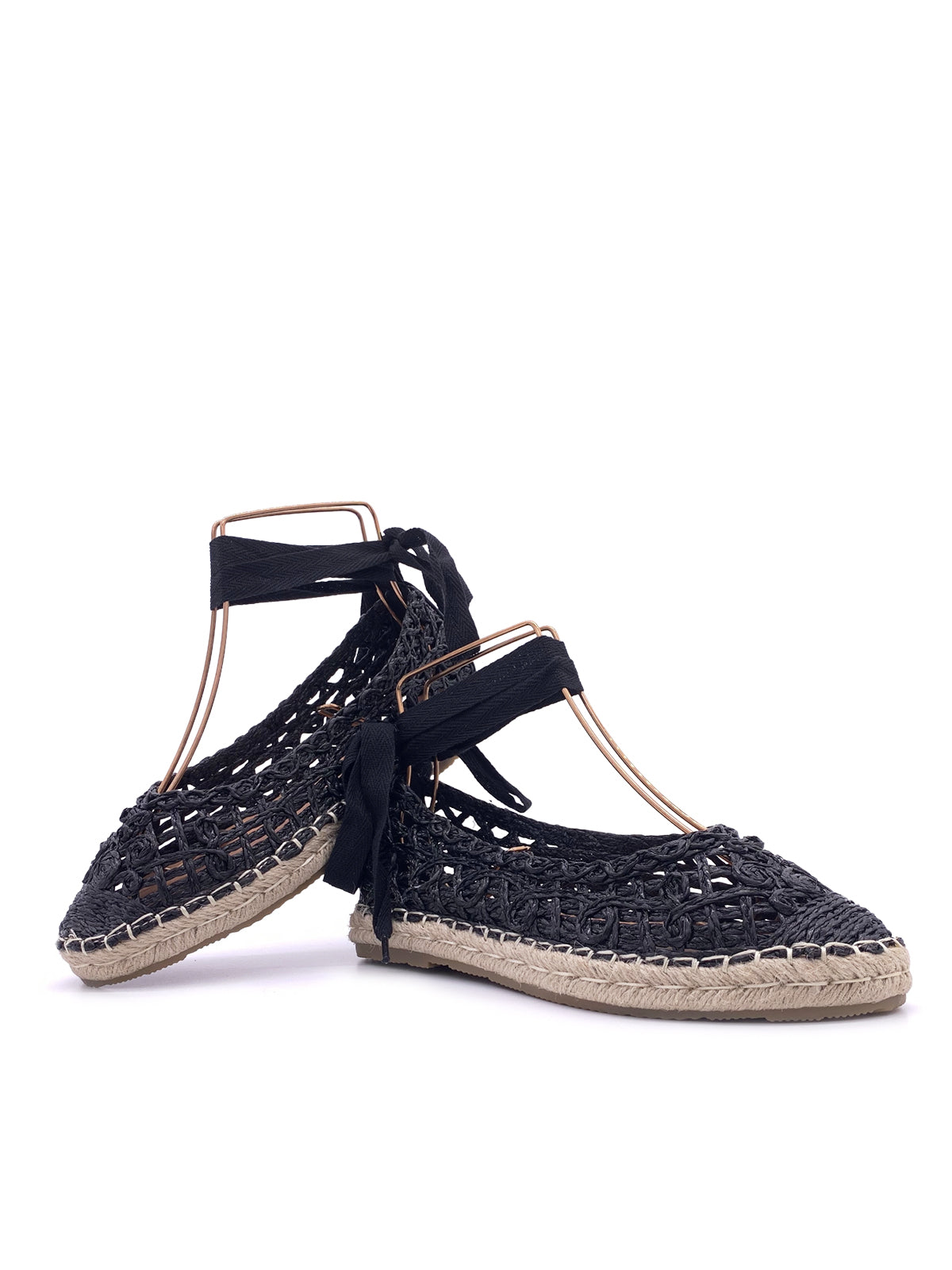 SOLEIL-Espadrillas in rafia con lacci