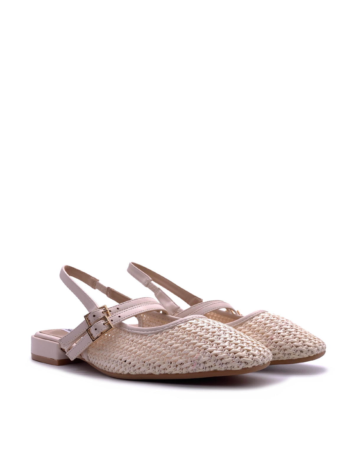 YULIA - Ballerine slingback in ecopelle e rafia con cinturini